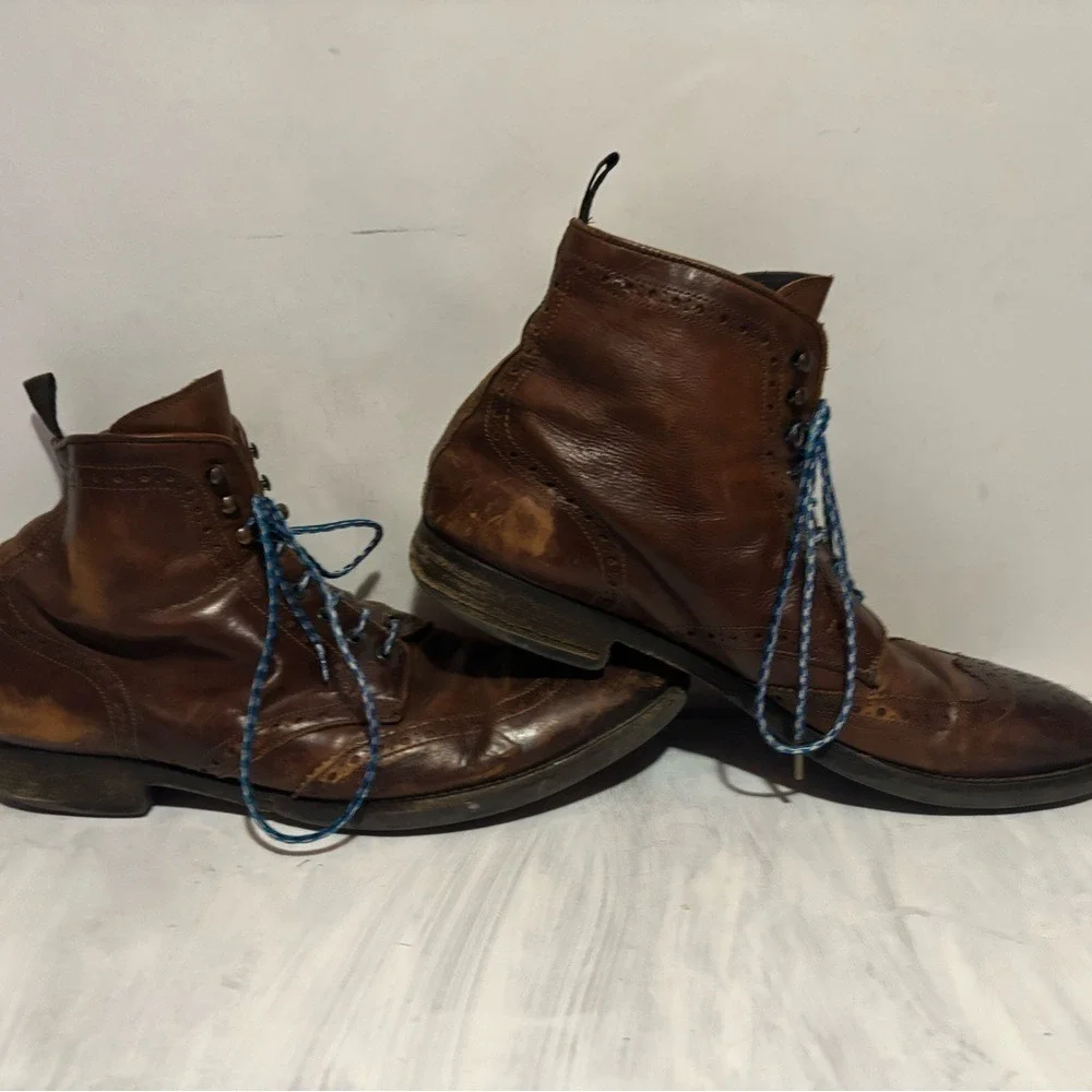 To Boot New York Adam Derrick Henley Brown Leather Wingtip Boots Mens 9 Italy
